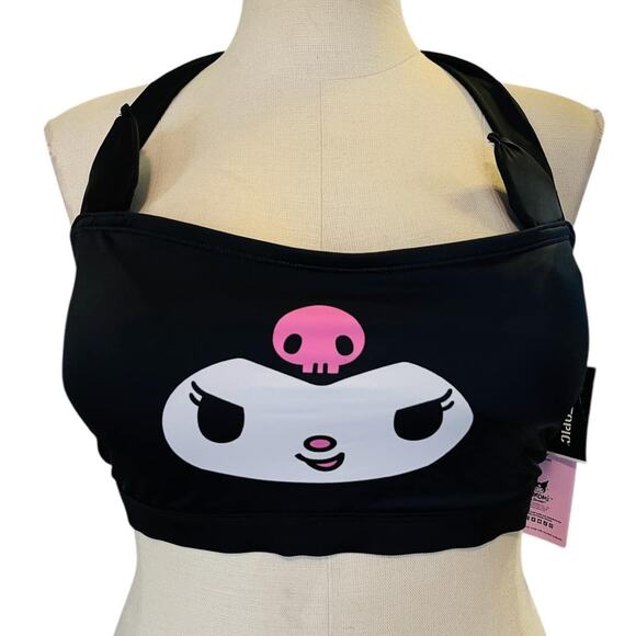 Hot Topic Plus Size 3 Kuromi Cat Sanrio Padded Bikini Halter Swim Top w/Ears - Picture 1 of 3